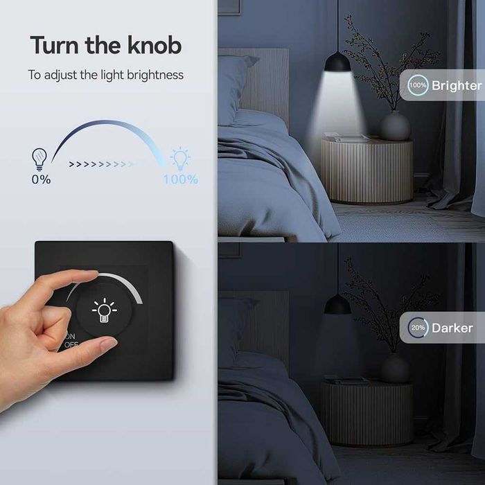 Ściemniacz LED Obrotowy – Czarny Mat | Nowy