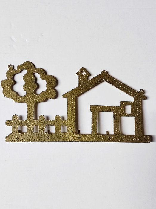 Chaveiro parede rústico latão casa campo com árvore para chaves
