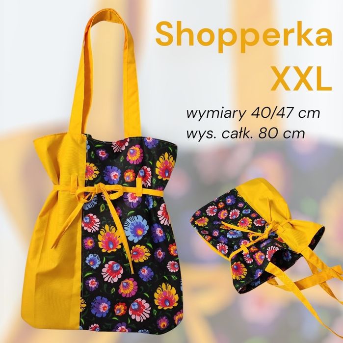 Shopperka XXL torba żółty łowicz