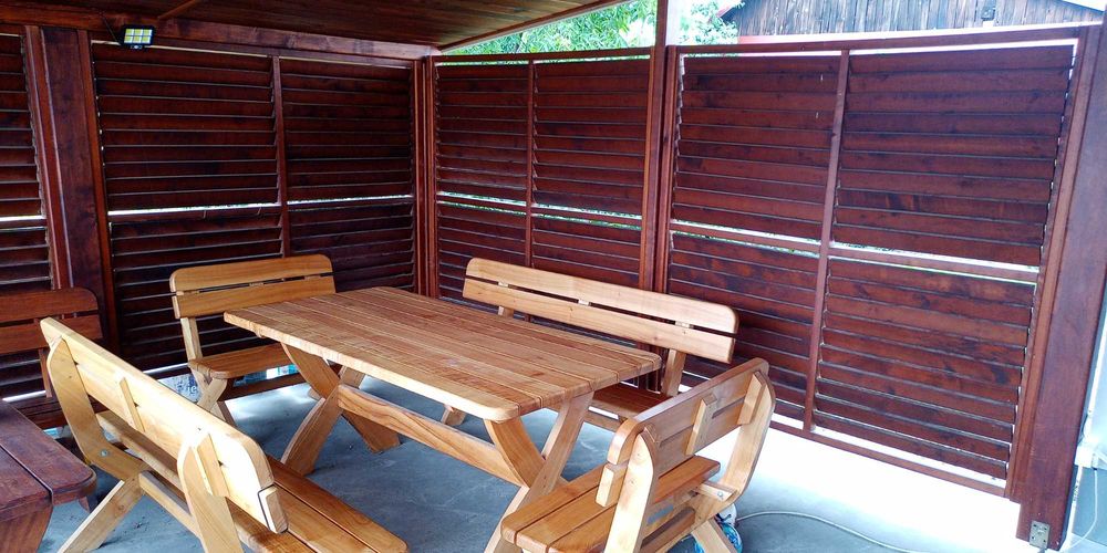 Meble ogrodowe ławy stół ZESTAW 180 cm olchowe od PRODUCENTA