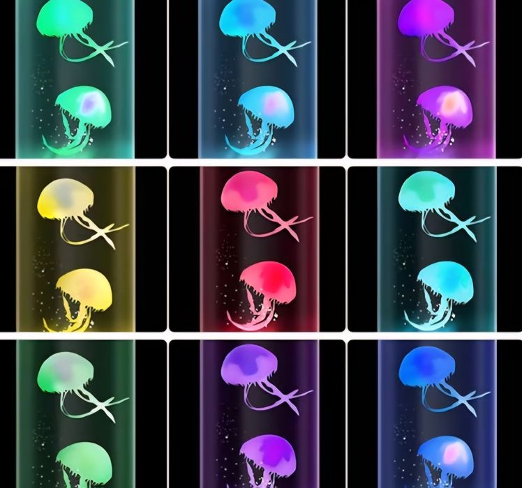 Ночник " Аквариум с медузами" . Лампа медуза.