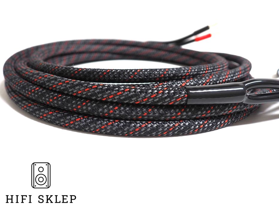 Melodika 4mm2 Kabel głośnikowy 2x2m -kolor Race -konfekcja hifisklep