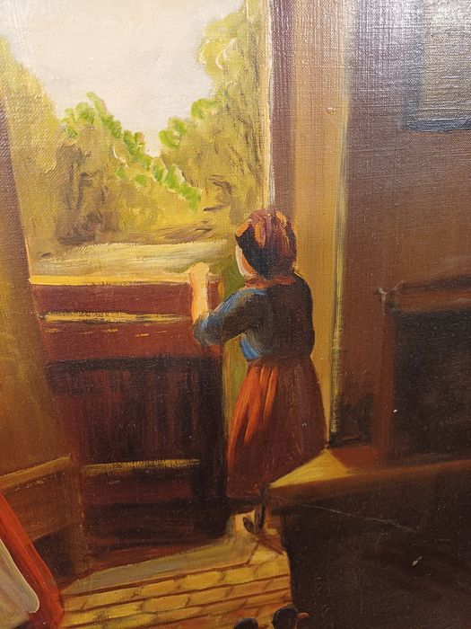 Stary obraz na płótnie sygnowany