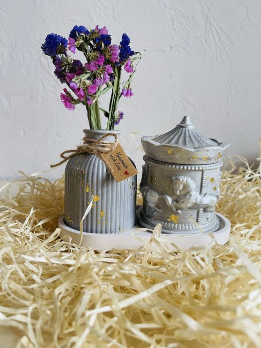 Набори подарункові свічки в гіпсових кашпо