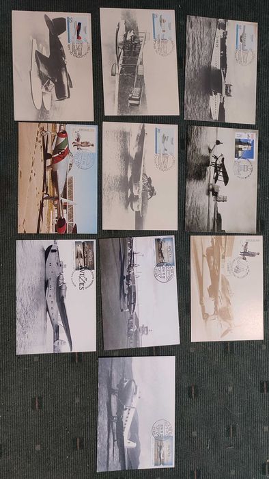 10 postais com selo e carimbo 1º dia - Tema Aviões