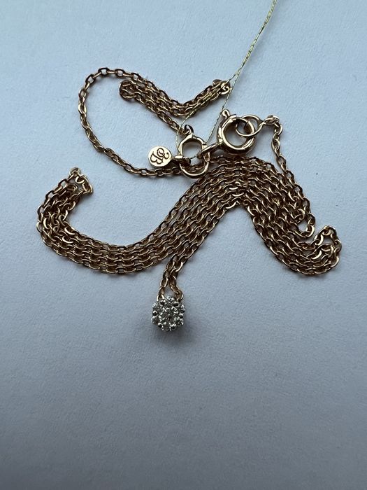 Золотая цепочка колье с бриллиантом красное золото 585 проба