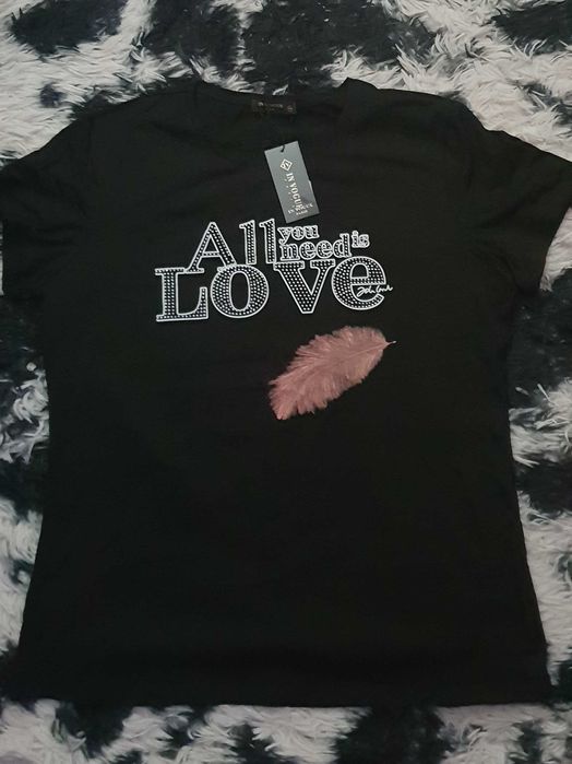 Bluzka Santo czarna zdobiona cyrkoniami rozmiar XXXL