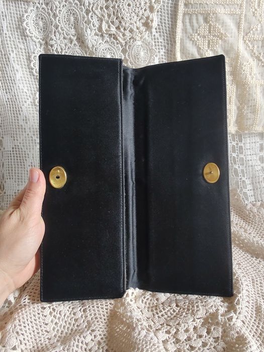 Kopertówka vintage czarna z kwiatową taśmą