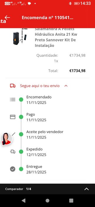 Salamandra a Pellets Hidráulico Sannover Anita | 21 kW | Preto