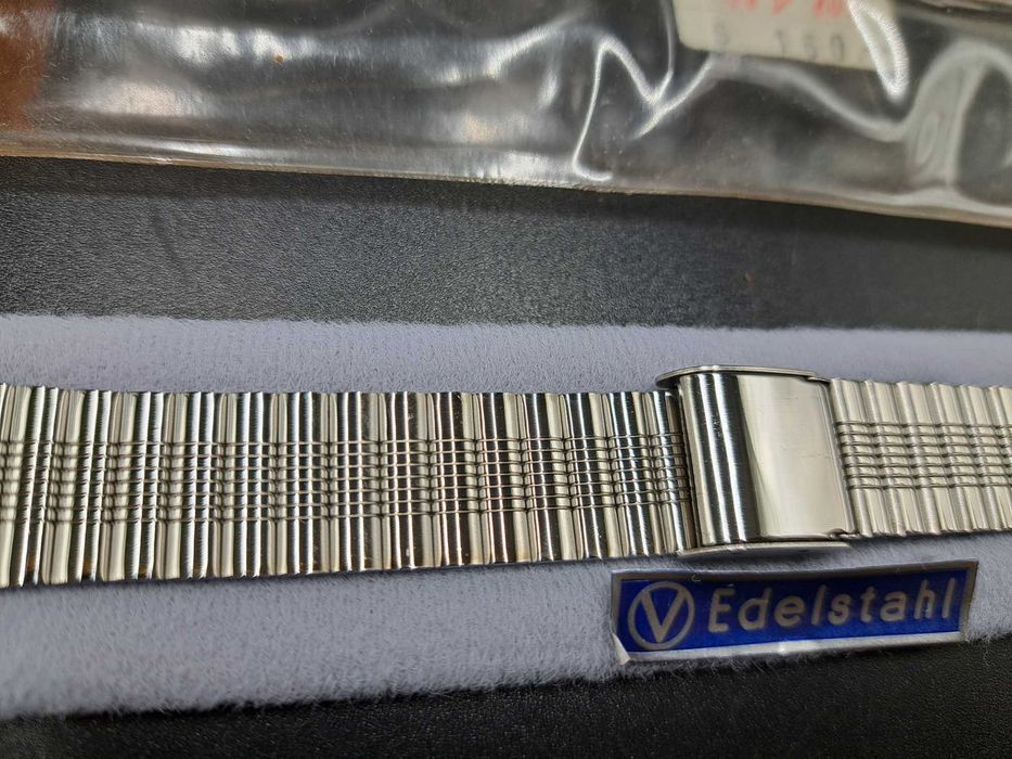 Nowa bransoletka męska do zegarka Vollmer nierdzewna srebrna 20 mm