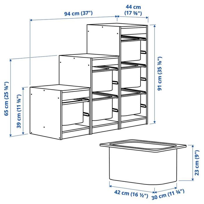 Regał Ikea z pudełkami
