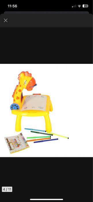 Projektor rzutnik żyrafa żółta stolik rysowania