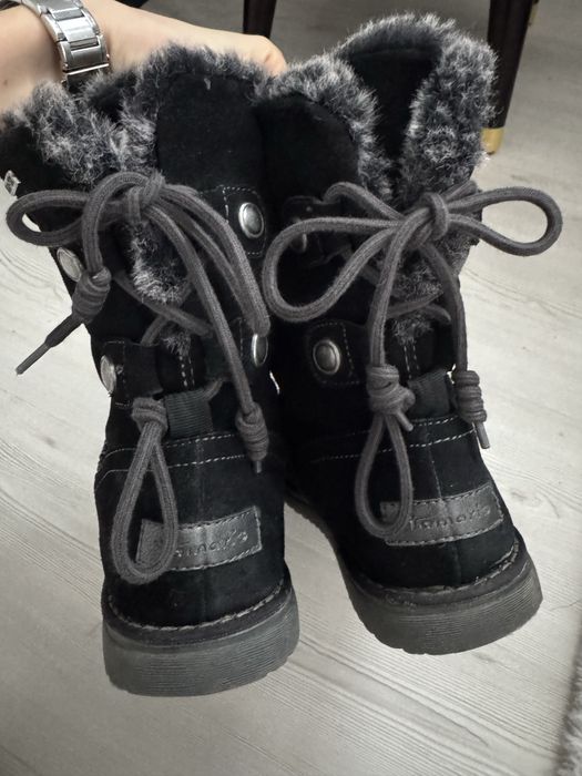 Tamaris kozaki buty śniegowce skóra jak emu ugg zamsz 39 czarne futro