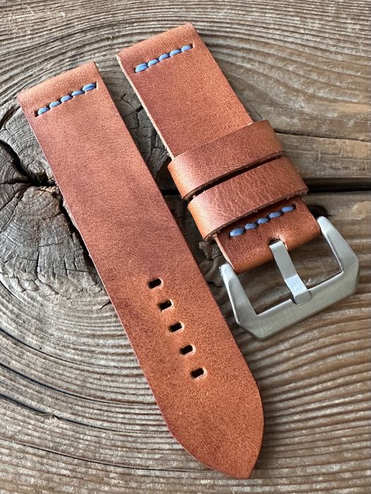 Pasek do zegarka 26 mm brązowy handmade skóra naturalna ręcznie robiony
