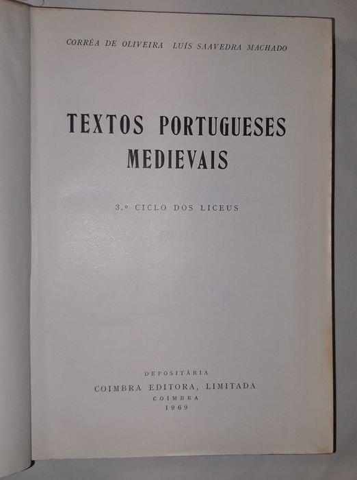 Livro  Ref:PVI - Corrêa de Oliveira  - Textos Portugueses Medievais