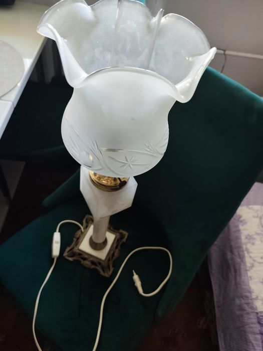 Lampa kolumnowa mosiądz onyks