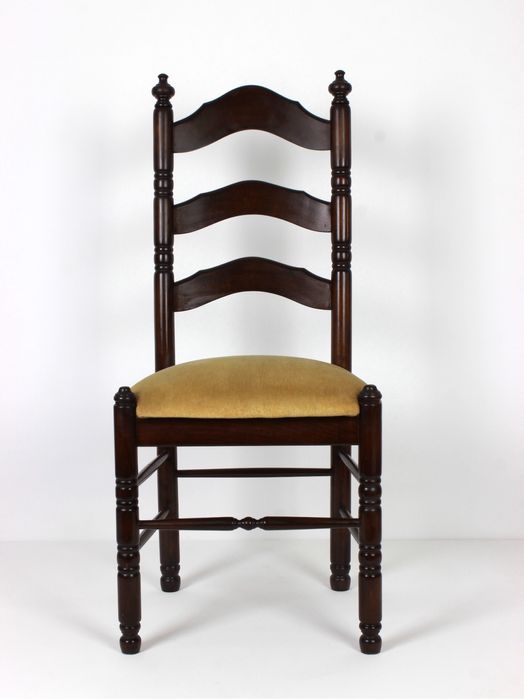 Drewniane krzesła z materialowym obiciem, lata 70.