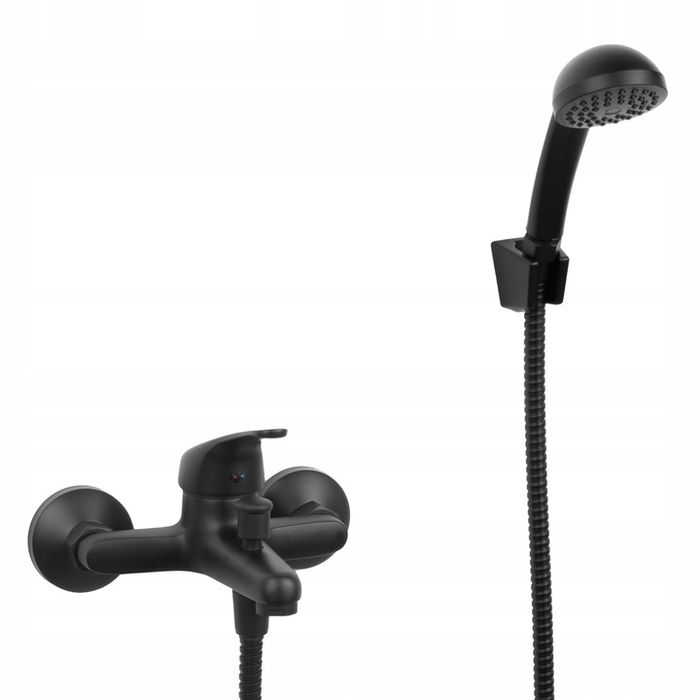 Bateria Wannowa Prysznicowa Ścienna Kran Do Wanny Wąż Czarny Loft