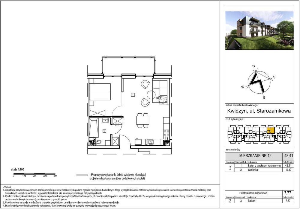 Nowe mieszkanie 48,81m2 + balkon 7,7m2