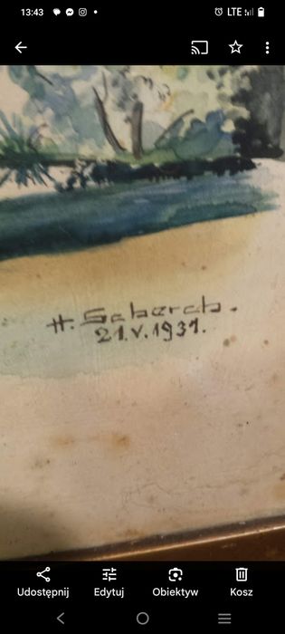 Obraz akwarela z 1931 roku