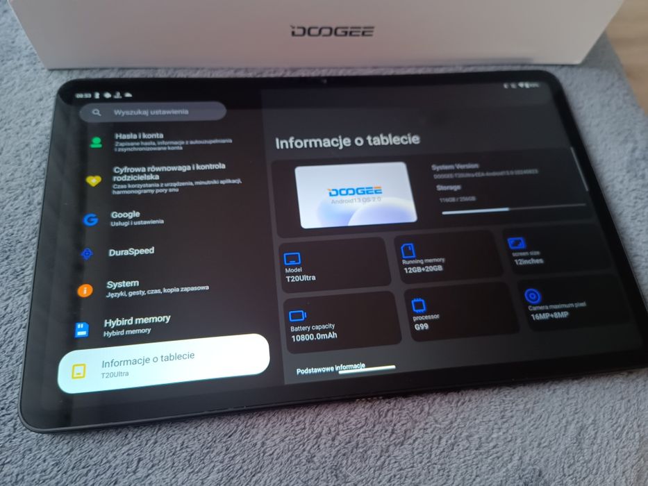 Doogee t20 ultra 12gb ram 256 GB rom  12 cali