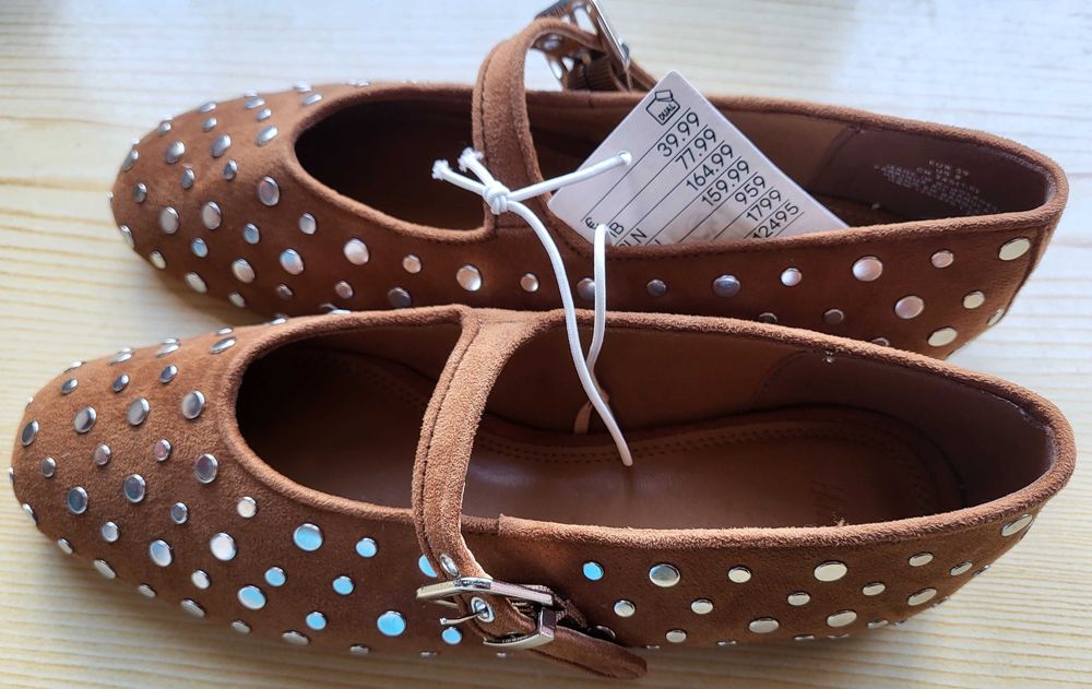 Baleriny H&M Mary Jane z ćwiekami r. 39 - NOWE - NAJTANIEJ na RYNKU!