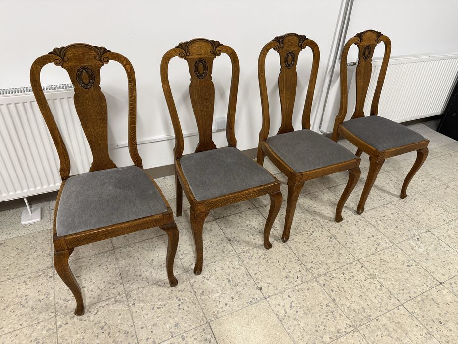 Piękne cztery krzesła dębowe ludwikowskie super stan dowóz wysyłka