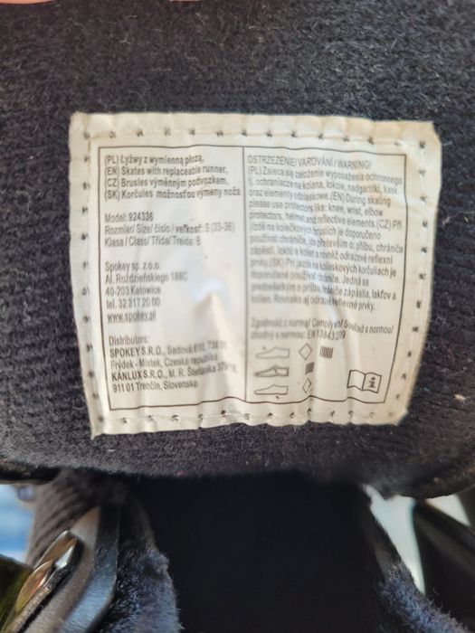 ŁYŻWOROLKI  Spokey z wymienną płozą 33-36 Regulowane.