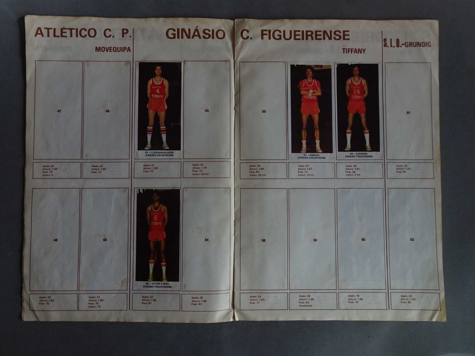 Caderneta de cromos Ases do Basquetebol (faltam 46 cromos)