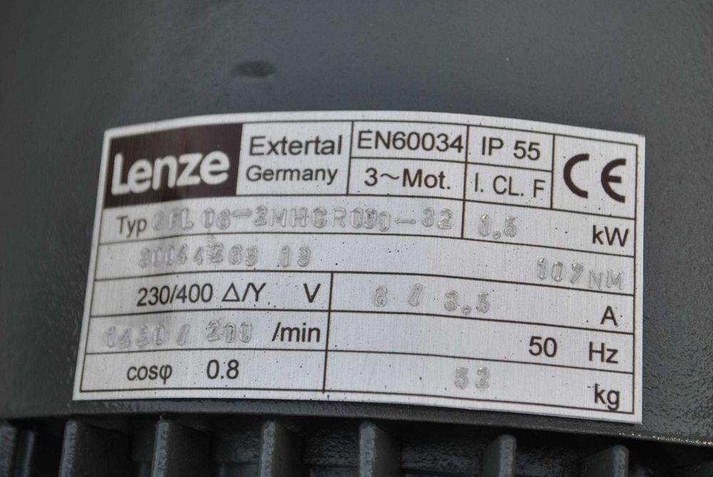 Motoreduktor 1.5kw. 200obr. z hamulcem. Firmy LENZE