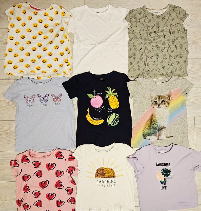Paka koszulek r. 134 z krótkim rękawem  dla dziewczynki
