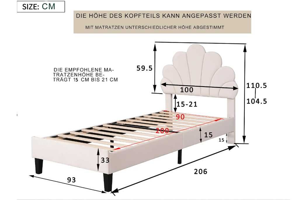 Cama de Criança +  Colchão 90cmx200cm