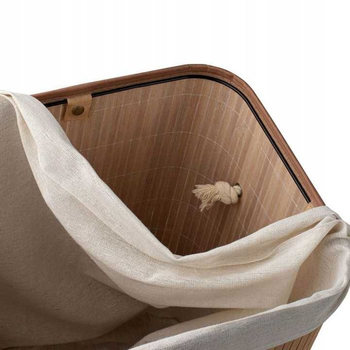 Stylowy Kosz na Pranie Bambusowy 60L Brązowy Loft Eko