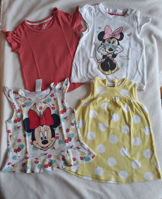 Paka ubranek dla dziewczynki rozmiar 68-74 t-shirt Myszka Minnie