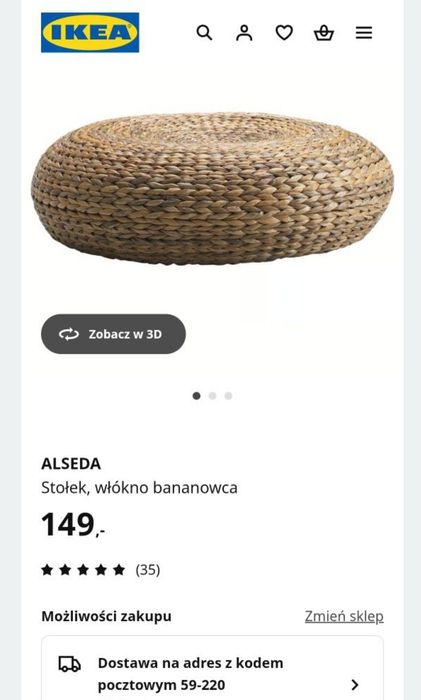 Włókno bananowca. Nowy stołeczek siedzisko stolik ikea