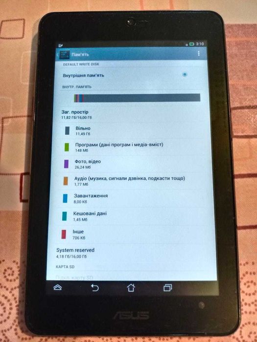 Планшет ASUS Memo Pad HD7, Model: K00B(ME173X), б.у.