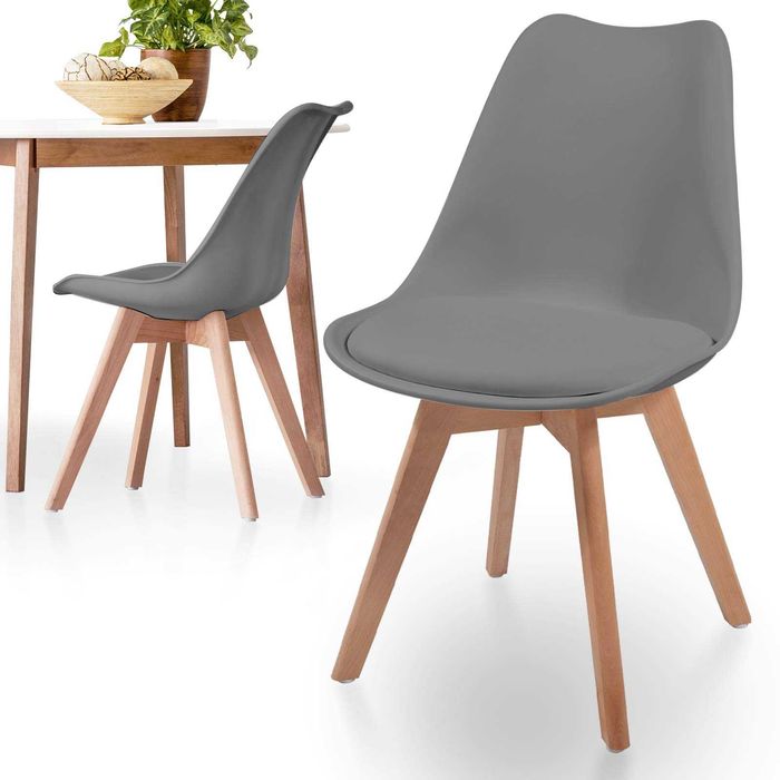 MIADOMODO Zestaw krzeseł do jadalni, 2 szt- szary.