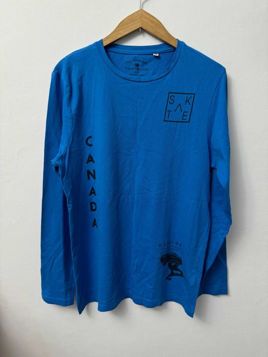 Longsleeve bawełniany niebieski koszulka z długim rękawem Tom Tailor S