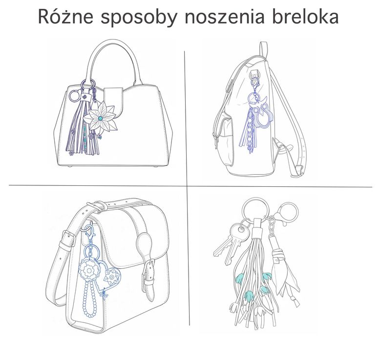Brelok skórzany rumianek do kluczy zawieszka do torebki, handmade
