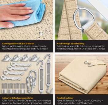 Żagiel przeciwsłoneczny 3x4 m KESSER