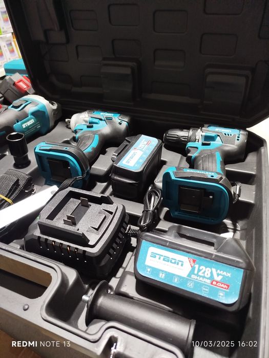 Kit 3 máquinas motor brushless c/2 baterias 128v 6.0ah marca STBON