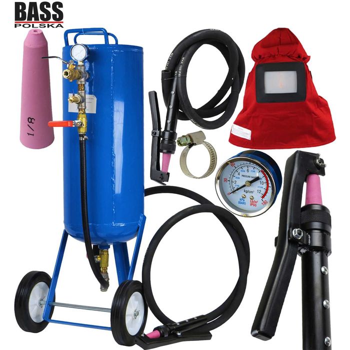 BASS POLSKA Piaskarka Syfonowa 50l Mobilna Maska Dysze Zestaw BP4254