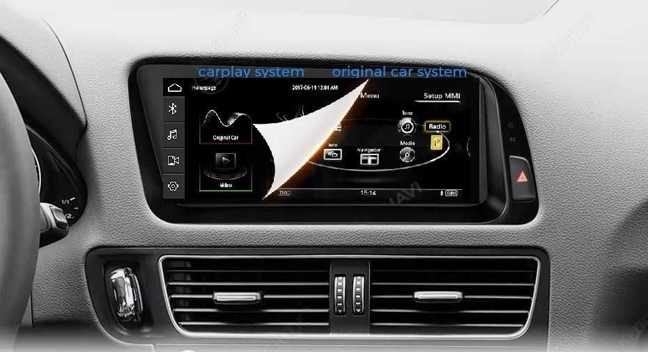 Apple CarPlay Android Auto Linux Radio Multimedialne FM RDS Bluetooth Nawigacja Yanosik AUX Google Maps Audi Q5 8R