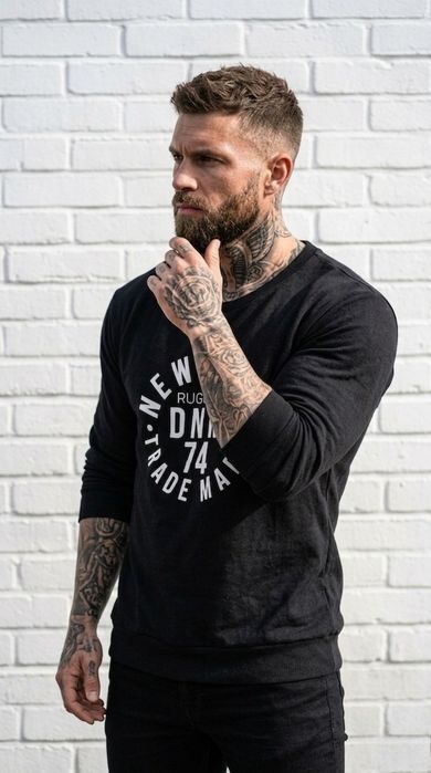 Мужской черный свитшот Accanto Denim Industry с принтом, размер L-XL