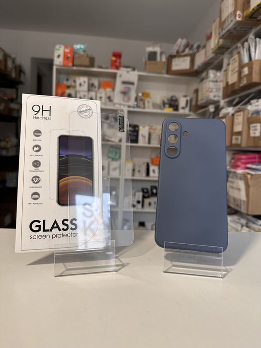 Etui Plecki Silikon granatowe + SZKŁO do SAMSUNG GALAXY S25 FE