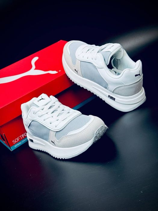 Кросівки з перфорацією пума • puma SoftFoam • шкіряні кожані кросовки • пума жіночі білі • підошва SpEVA • ідеальні на літо