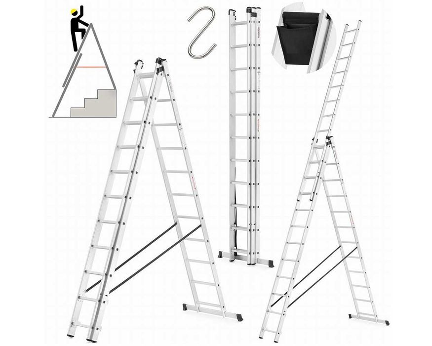 Drabina 3x11 HEco PROFESSIONAL o zasięgu roboczym max. do 8,45 m