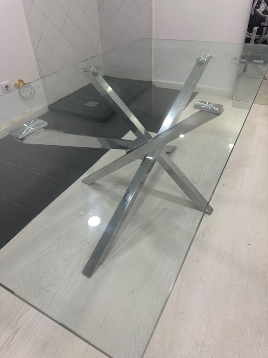 Mesa jantar vidro e inox