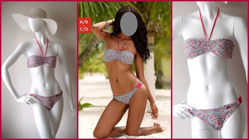 DOSTAWA GRATIS BIKINI Buffalo Bandeau 36 S 70 75 A paski floral print strój kostium