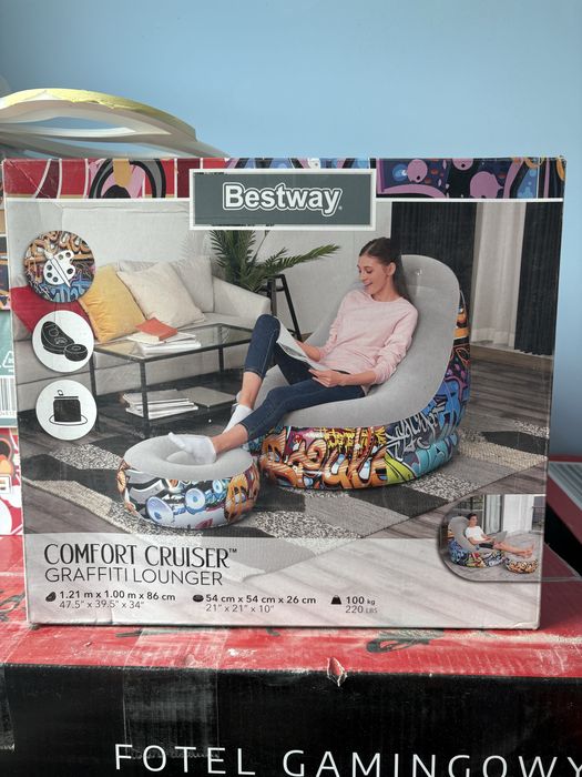 Fotel z podnóżkiem dmuchany